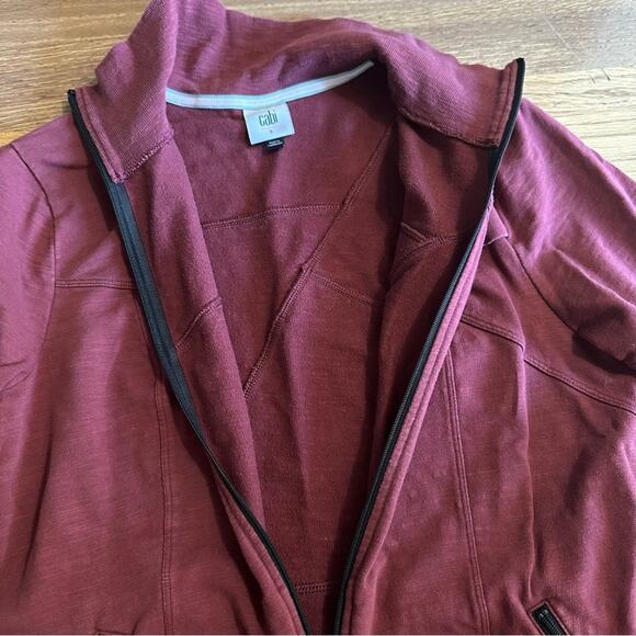 CABI Women's Burgundy Training Jacket, French Knit, Burgundy, Full Zip, Small - Picture 10 of 16